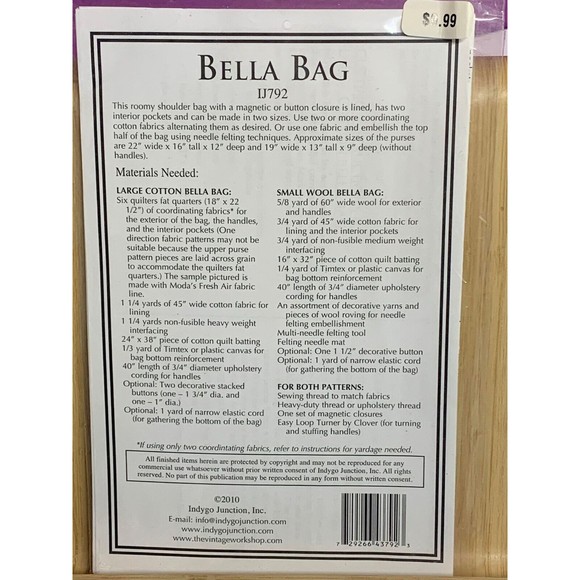 Indigo Junction Bella Bag Patchwork Shoulder Purse Sewing Quilting Pattern IJ792 - Picture 2 of 3